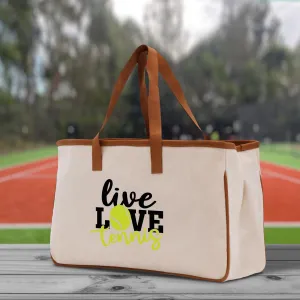 Live Love Tennis Cotton Canvas Tote Bag Gift for Tennis Lover Bag Tennis Coach Gift Bag