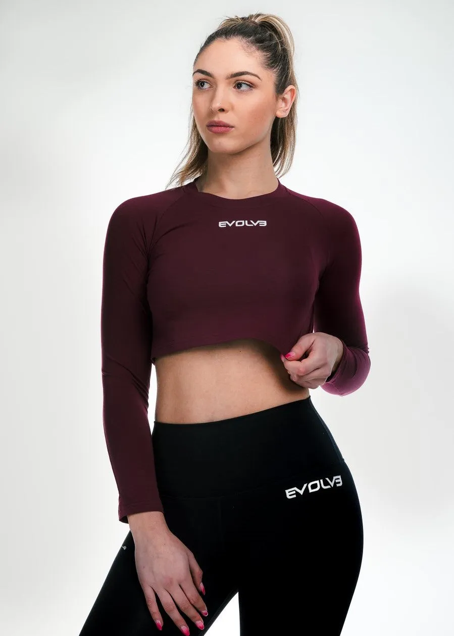 Long Sleeve Crop - Burgundy