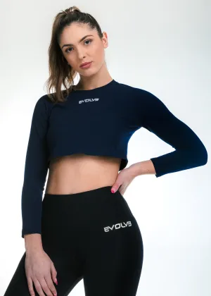 Long Sleeve Crop - Navy Blue