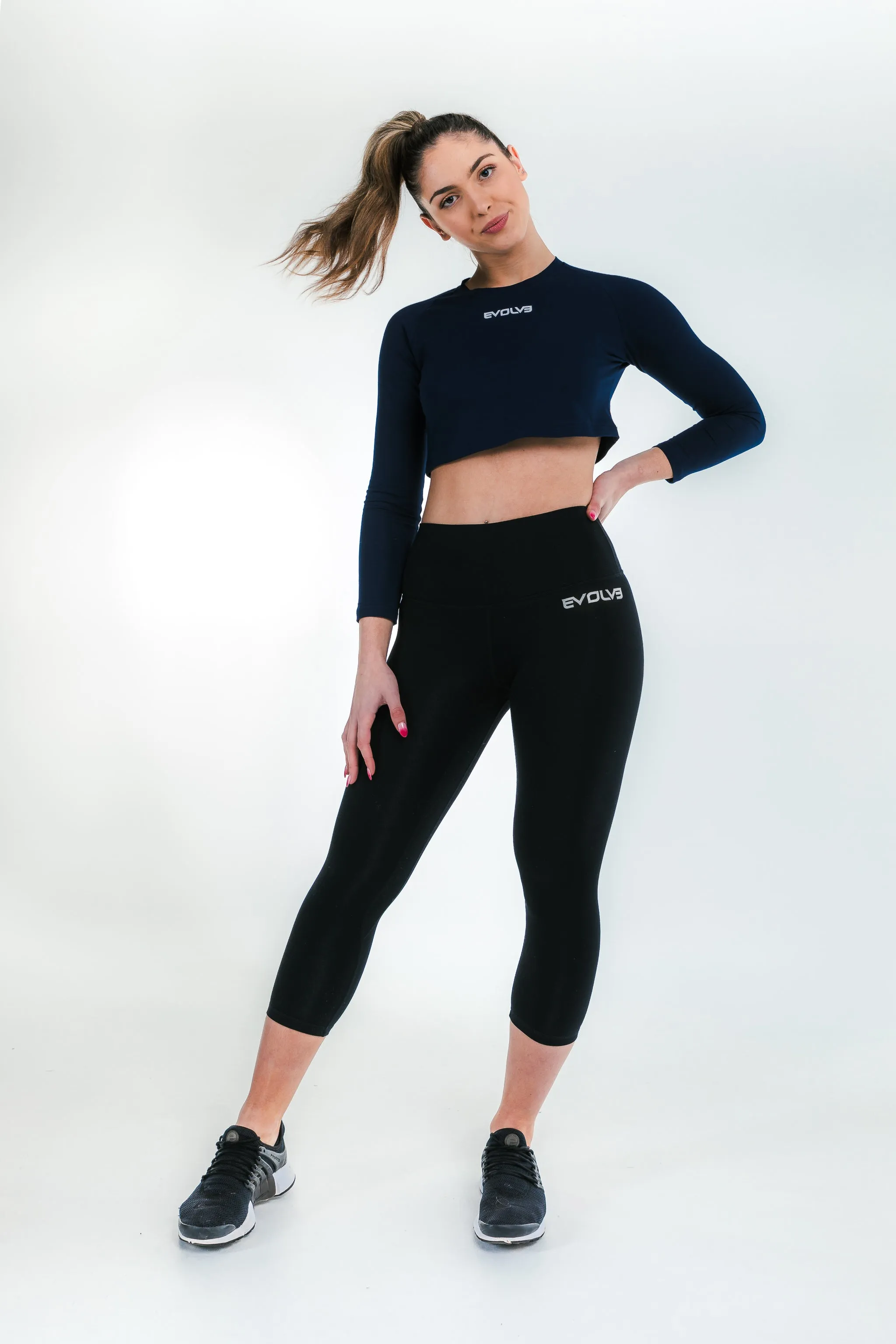 Long Sleeve Crop - Navy Blue