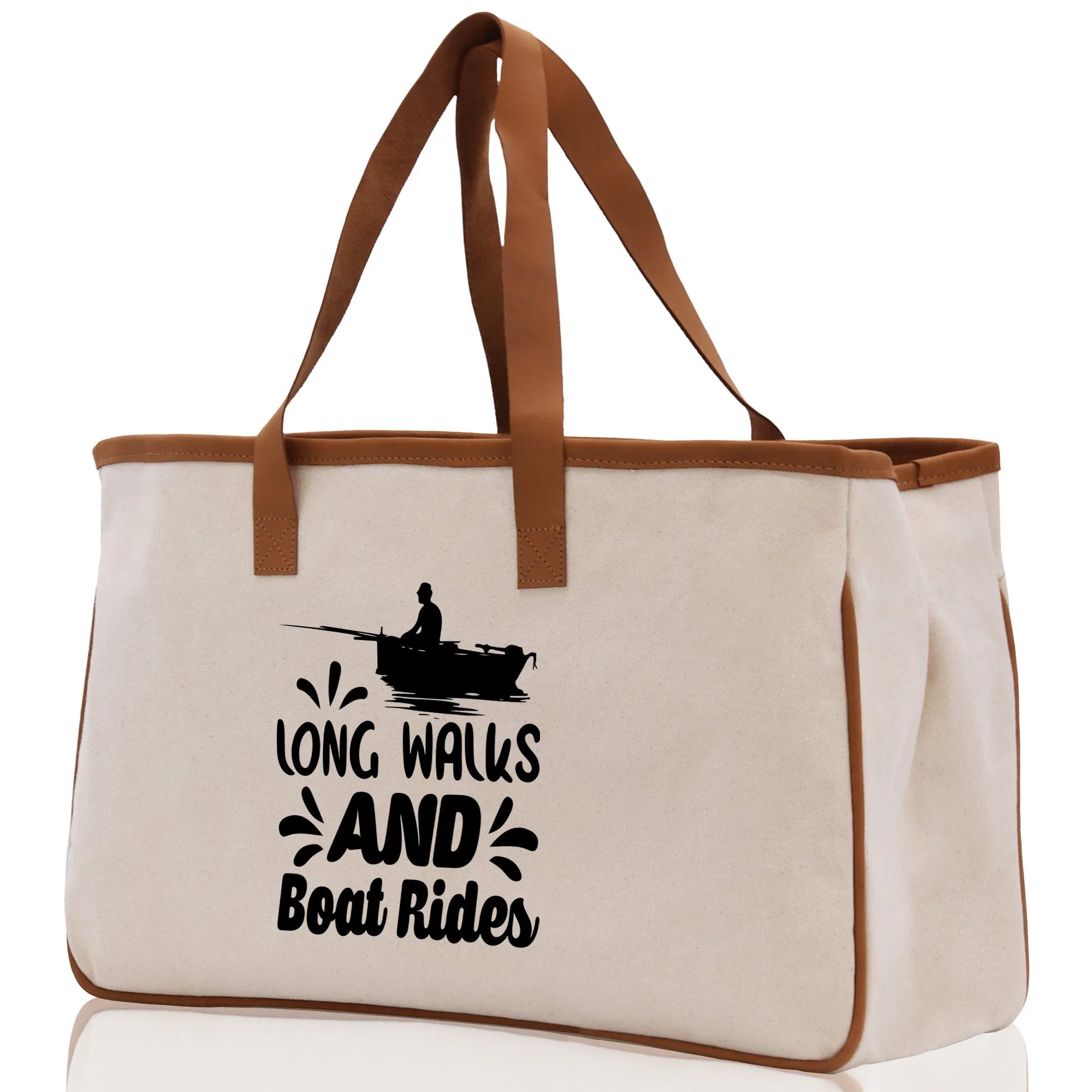 Long Walks and Boat Rides Cotton Canvas Chic Tote Bag  Boat Lover Gift Tote Bag Outdoor Tote Weekender Tote Boater Tote Multipurpose Tote