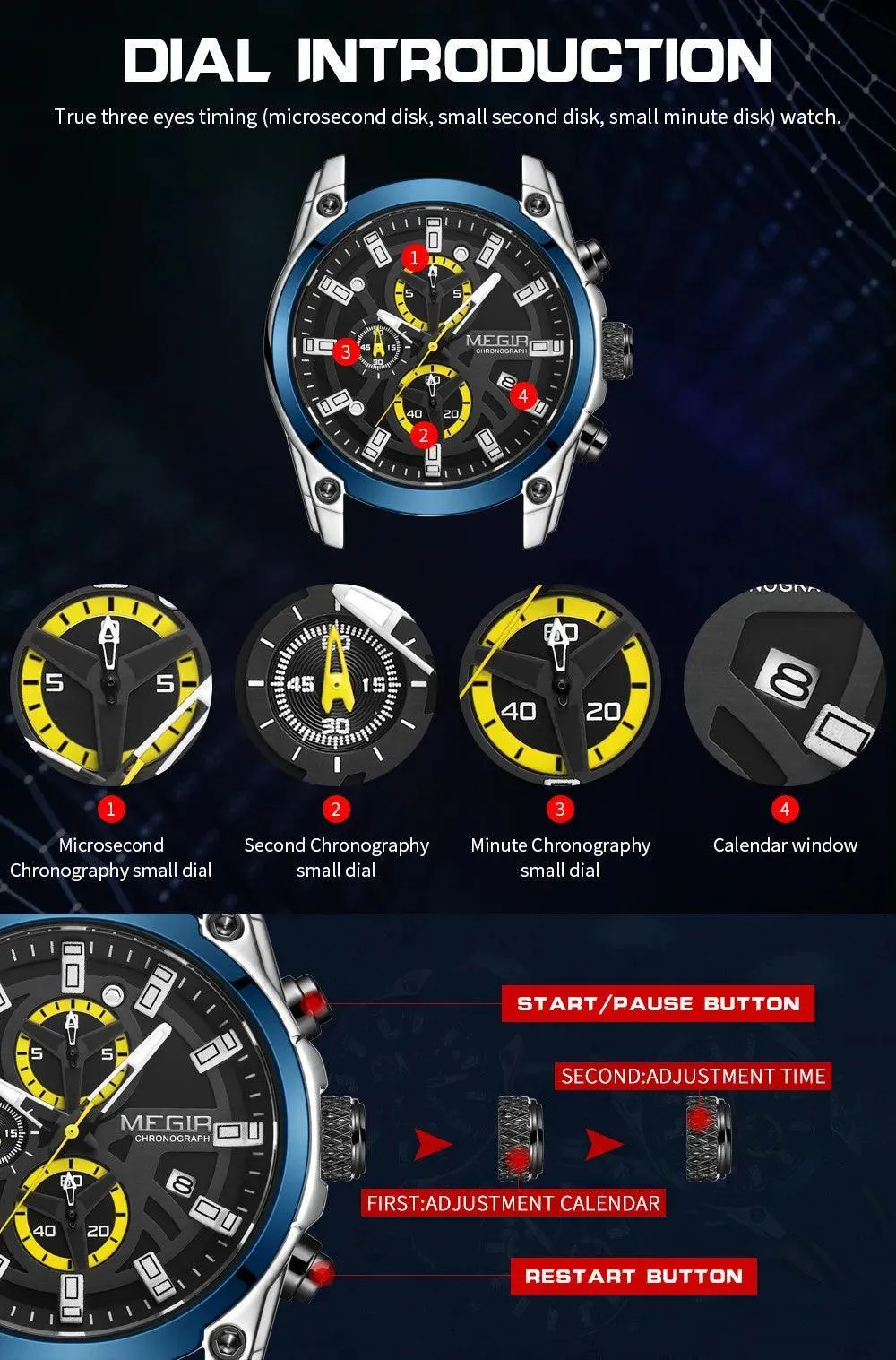 MEGIR Men's Chronograph Sport Watch: Stylish & Functional Timepiece