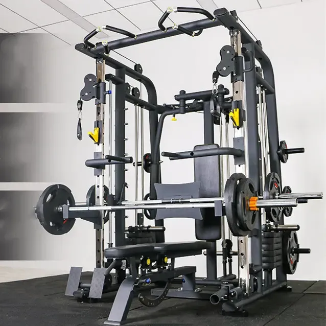 Multi-functional Smith Machine   Cable Crossover   Leg Press with Weight Stack (Squat Rack)