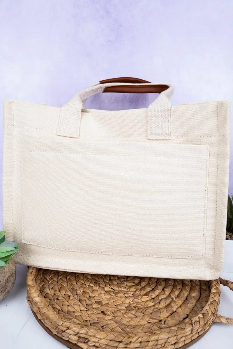 NGIL White Laurel Bay Small Canvas Tote