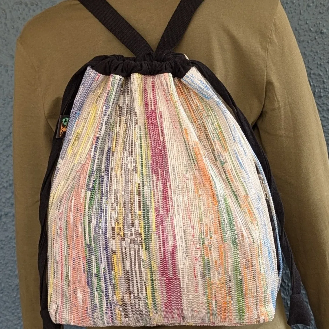 Non-Shimmery Multicolored Upcycled Handwoven Light Backpack (NLBP1124-007) PS_W