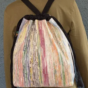 Non-Shimmery Multicolored Upcycled Handwoven Light Backpack (NLBP1124-007) PS_W