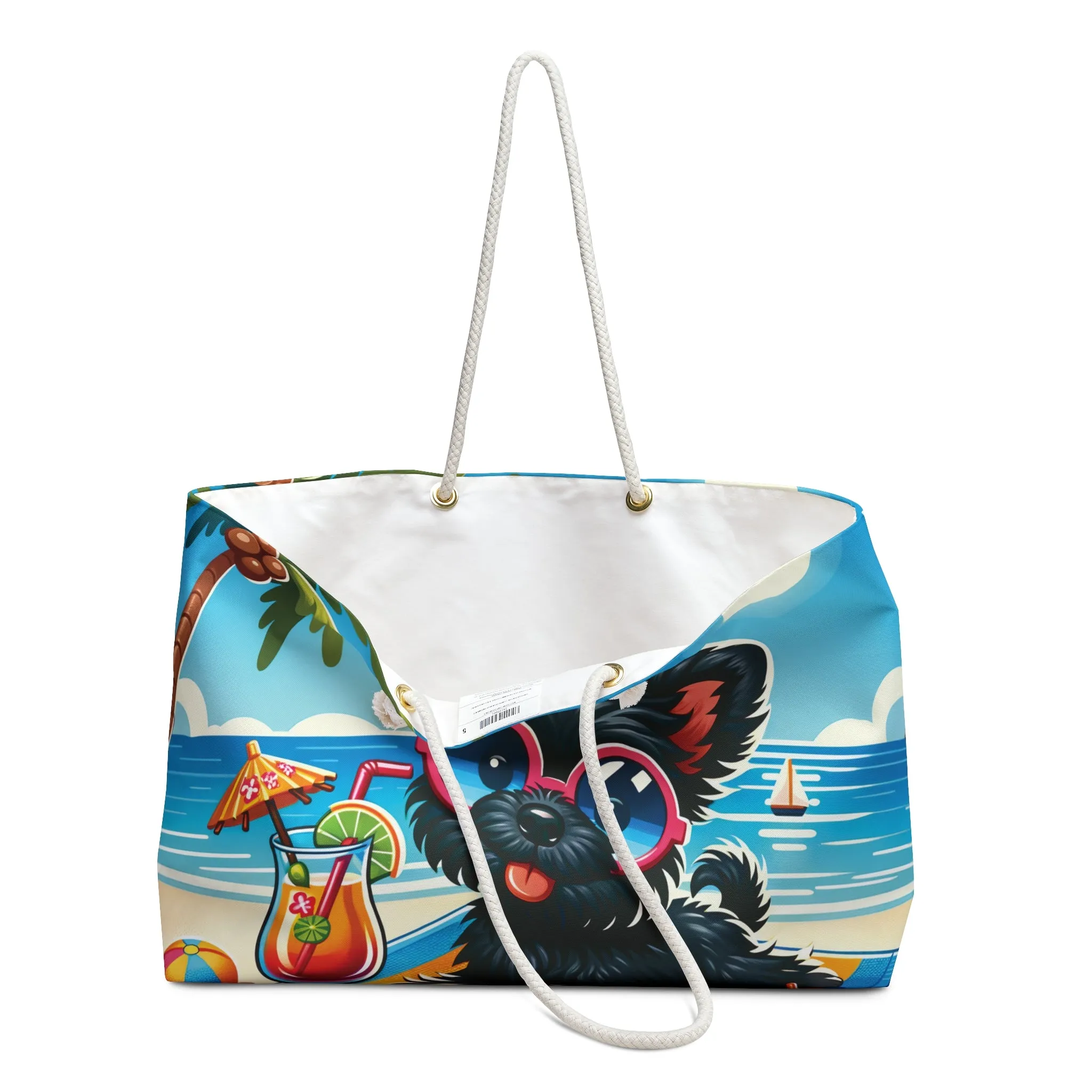 Personalised/Non-Personalised Weekender Bag, Summer Beach Dog, Affenpinscher, Large Weekender Bag, Beach Bag, Book Bag