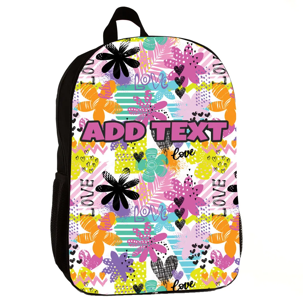 Personalized Backpacks, Lunch Bags, Duffel Bags, or Water Bottles with Full-Color - Flower Love