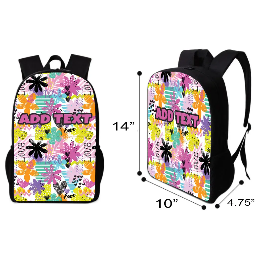 Personalized Backpacks, Lunch Bags, Duffel Bags, or Water Bottles with Full-Color - Flower Love