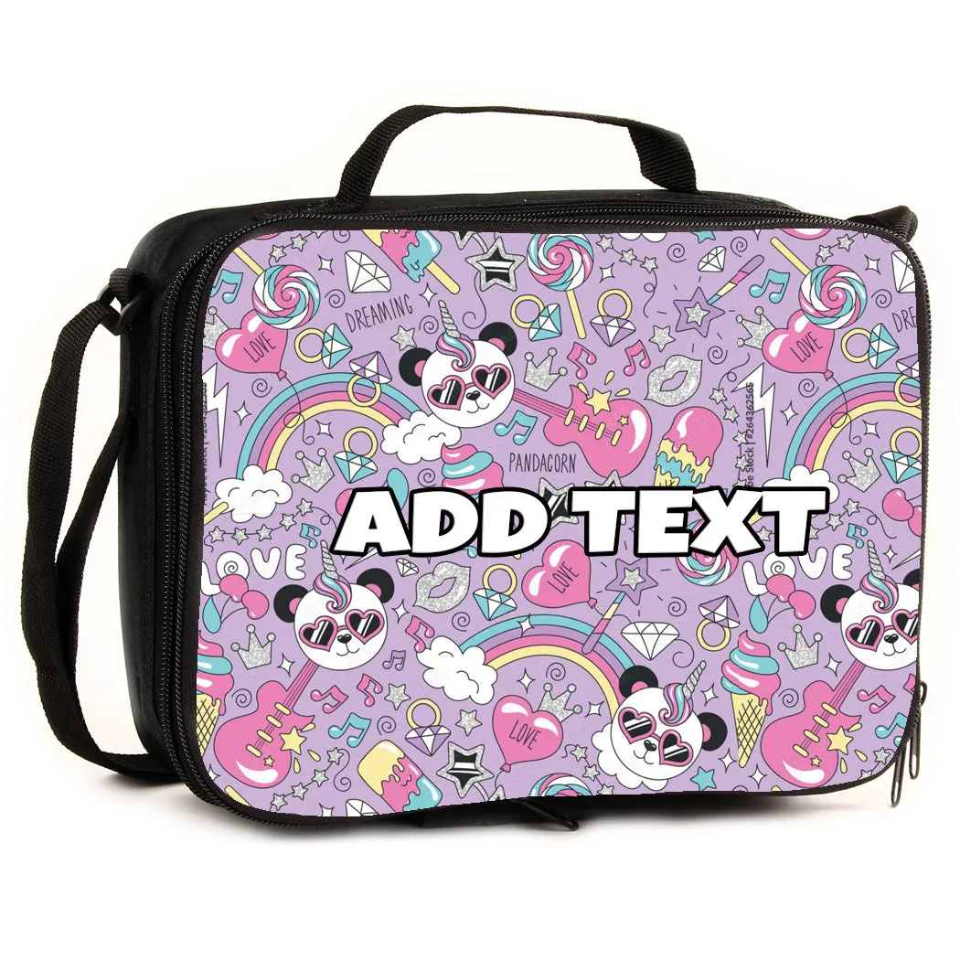 Personalized Backpacks, Lunch Bags, Duffel Bags, or Water Bottles with Full-Color - Panda Rainbow