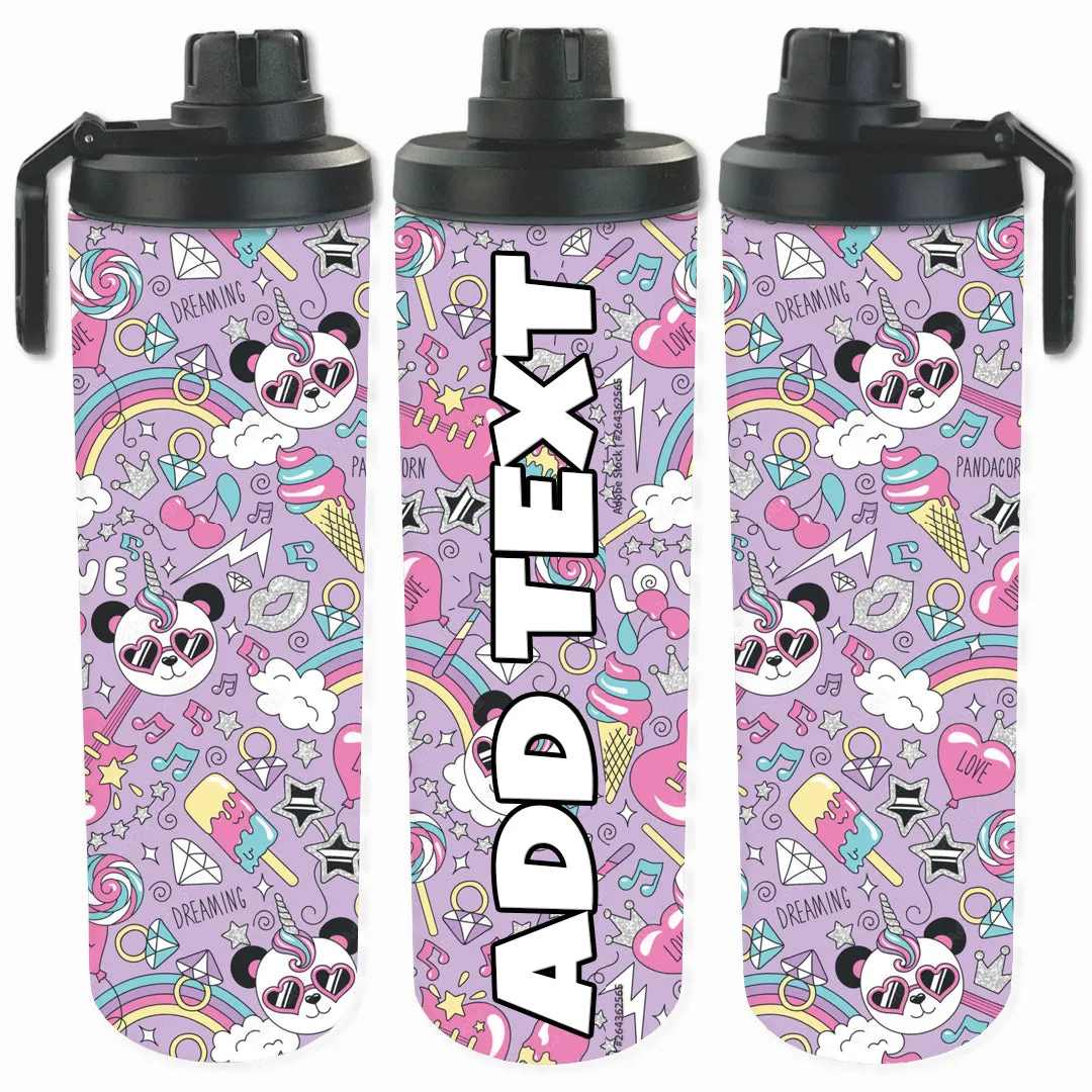 Personalized Backpacks, Lunch Bags, Duffel Bags, or Water Bottles with Full-Color - Panda Rainbow