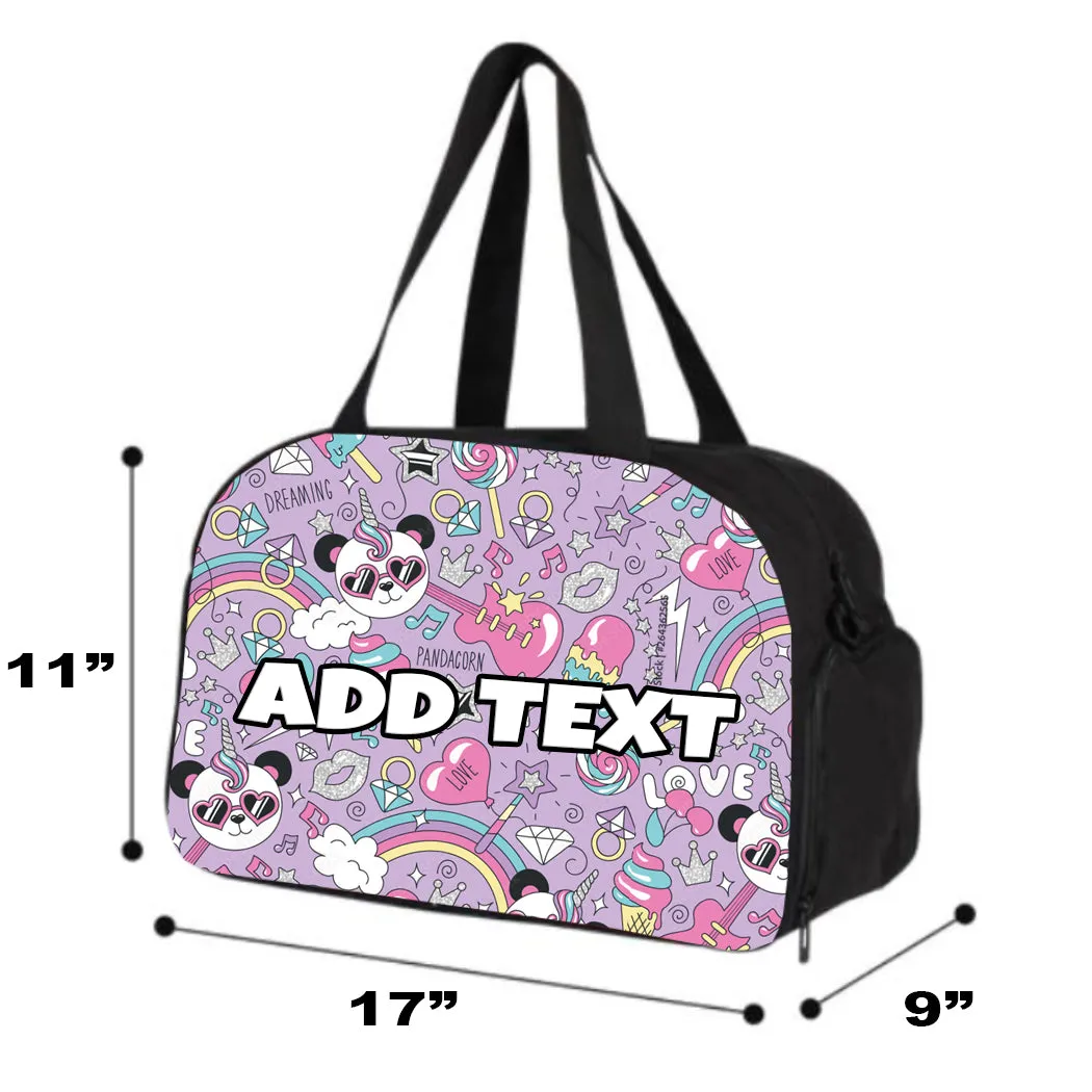 Personalized Backpacks, Lunch Bags, Duffel Bags, or Water Bottles with Full-Color - Panda Rainbow