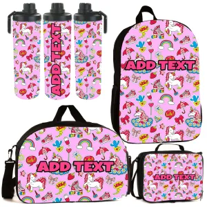 Personalized Backpacks, Lunch Bags, Duffel Bags, or Water Bottles with Full-Color - Unicorn Stickers