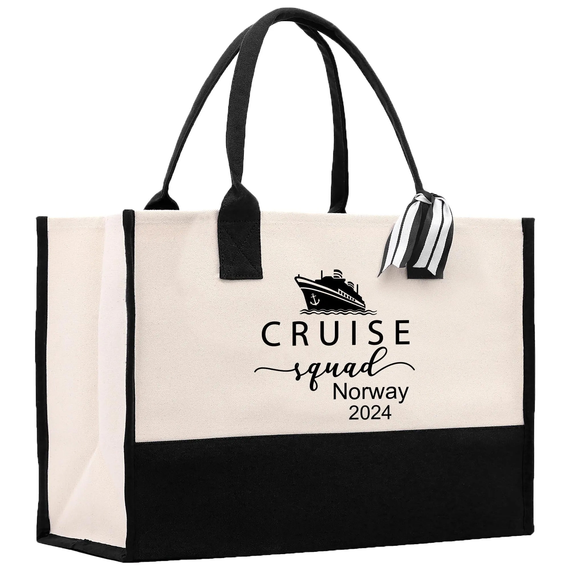 Personalized Family Cruise Cotton Canvas Tote Bag Custom Cruise Vacation Bag Cruise Travel Tote Family Trip Bag (CSTB1002)