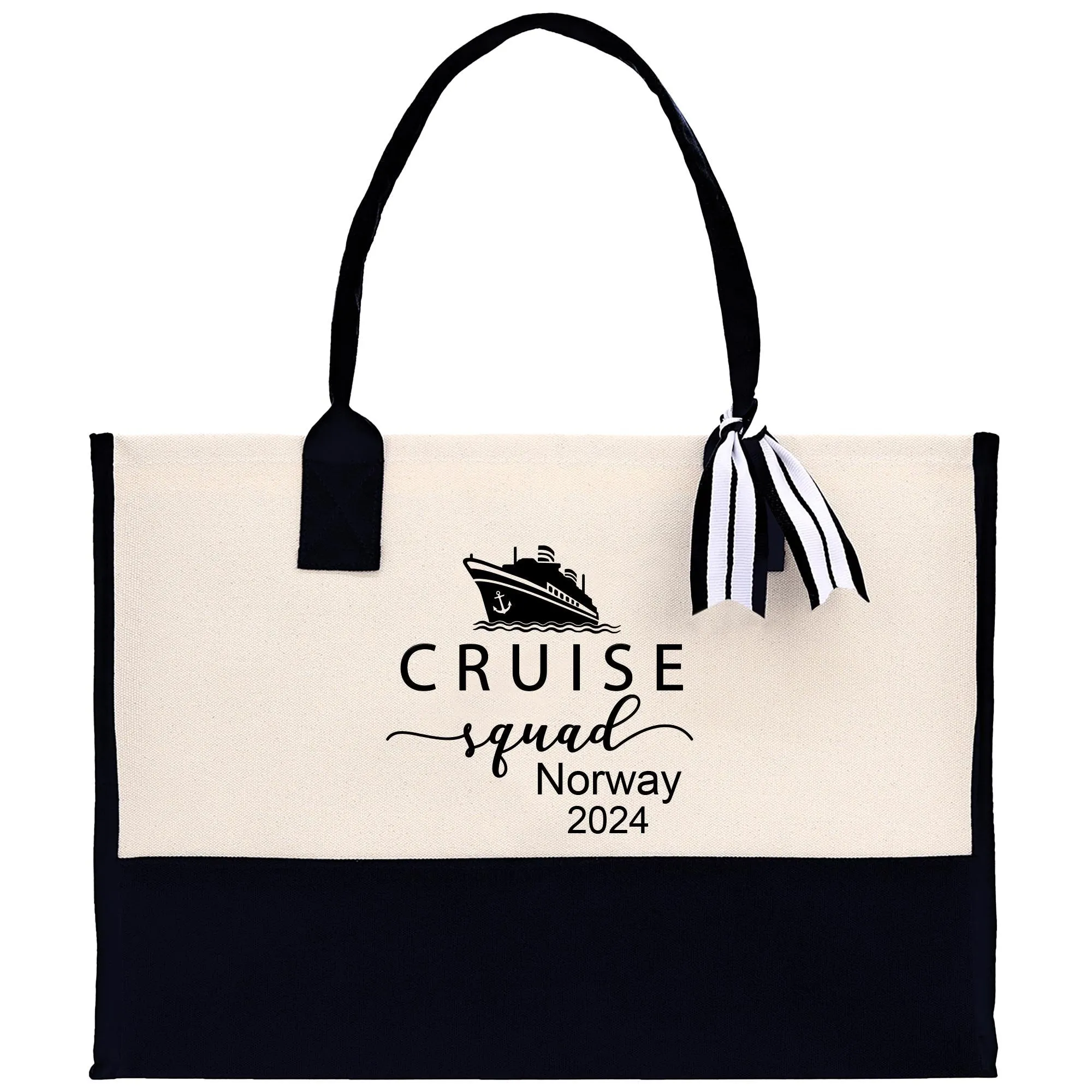 Personalized Family Cruise Cotton Canvas Tote Bag Custom Cruise Vacation Bag Cruise Travel Tote Family Trip Bag (CSTB1002)