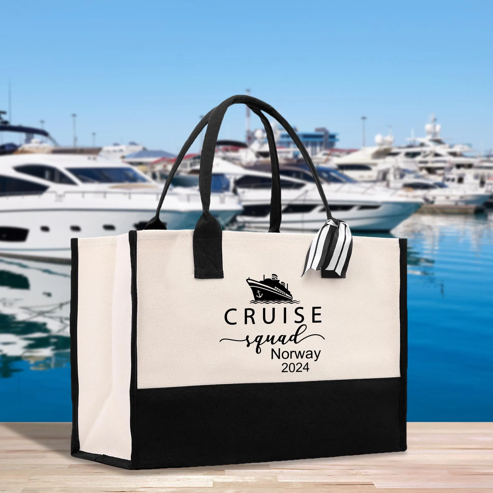 Personalized Family Cruise Cotton Canvas Tote Bag Custom Cruise Vacation Bag Cruise Travel Tote Family Trip Bag (CSTB1002)