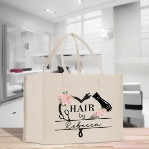 Personalized Hair Stylist Custom Cotton Canvas Tote Bag Hairdresser Gift Bag Beauty Salon Bag Stylist Supply Bag Barber Gift (HRST1005)