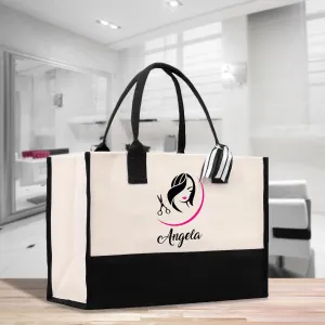 Personalized Hair Stylist Custom Cotton Canvas Tote Bag Hairdresser Gift Bag Beauty Salon Bag Stylist Supply Bag Barber Gift (HRST1013)