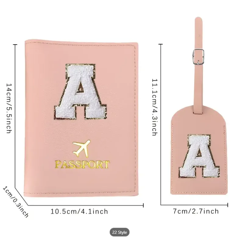 Pink Passport Cover & Suitcase Luggage Tag Set With Initial