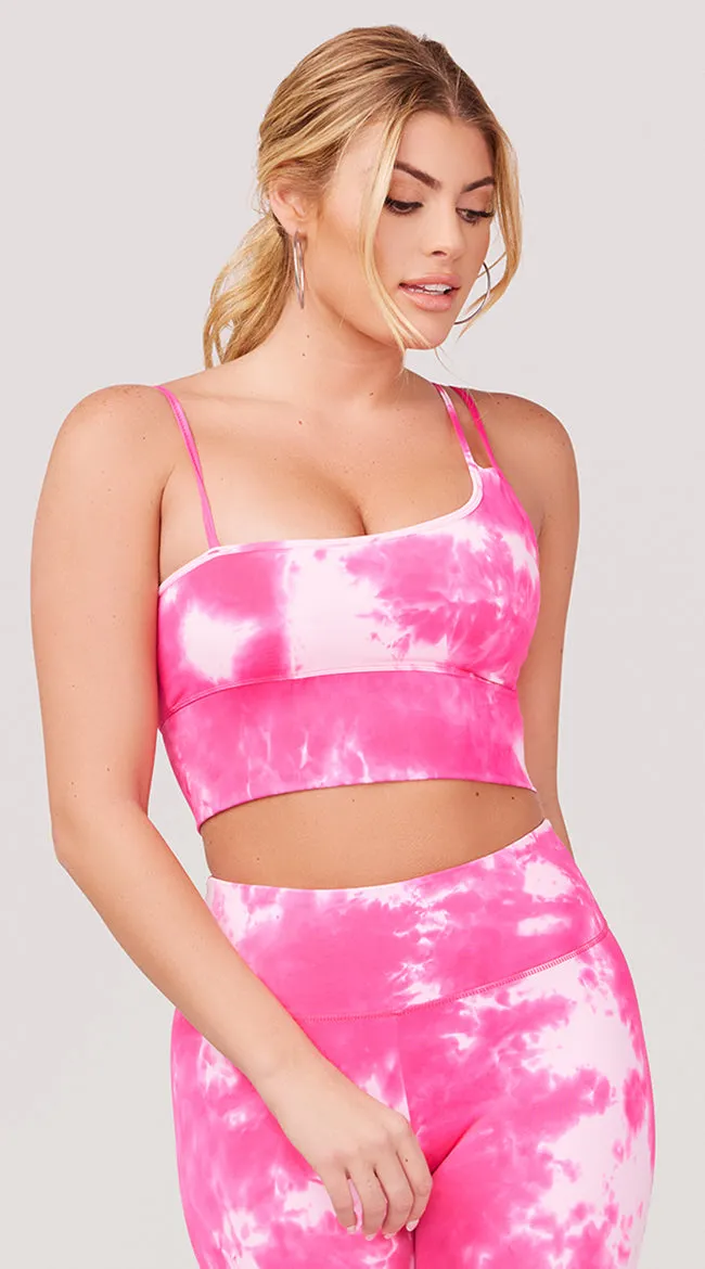 Pink Tie Dye Sports Bra