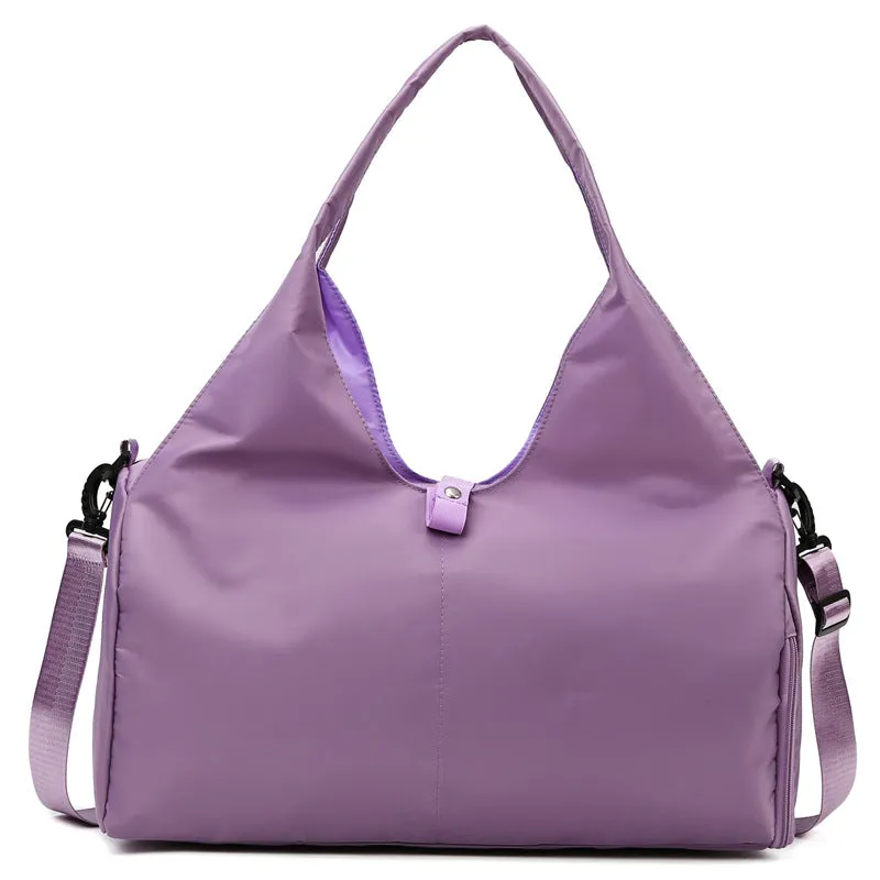 Purple Oxford Fabric Women's Shoulder Bag, Large Capacity Yoga & Gym Bag with Separate Shoe Compartment - Stylish & Functional Sport Bag