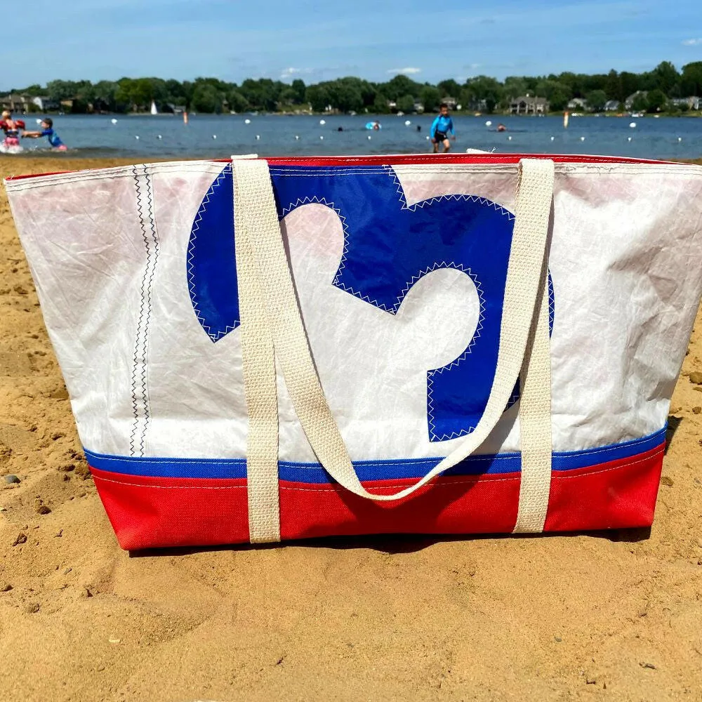 Recycled Sail Bag, Tote Bag Handmade from Sails, Blue & Red