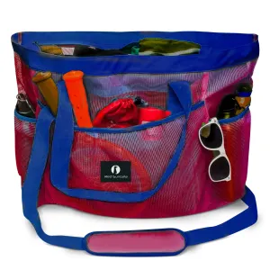 Red Suricata XL Mesh Beach Bag Tote -  Red & Blue