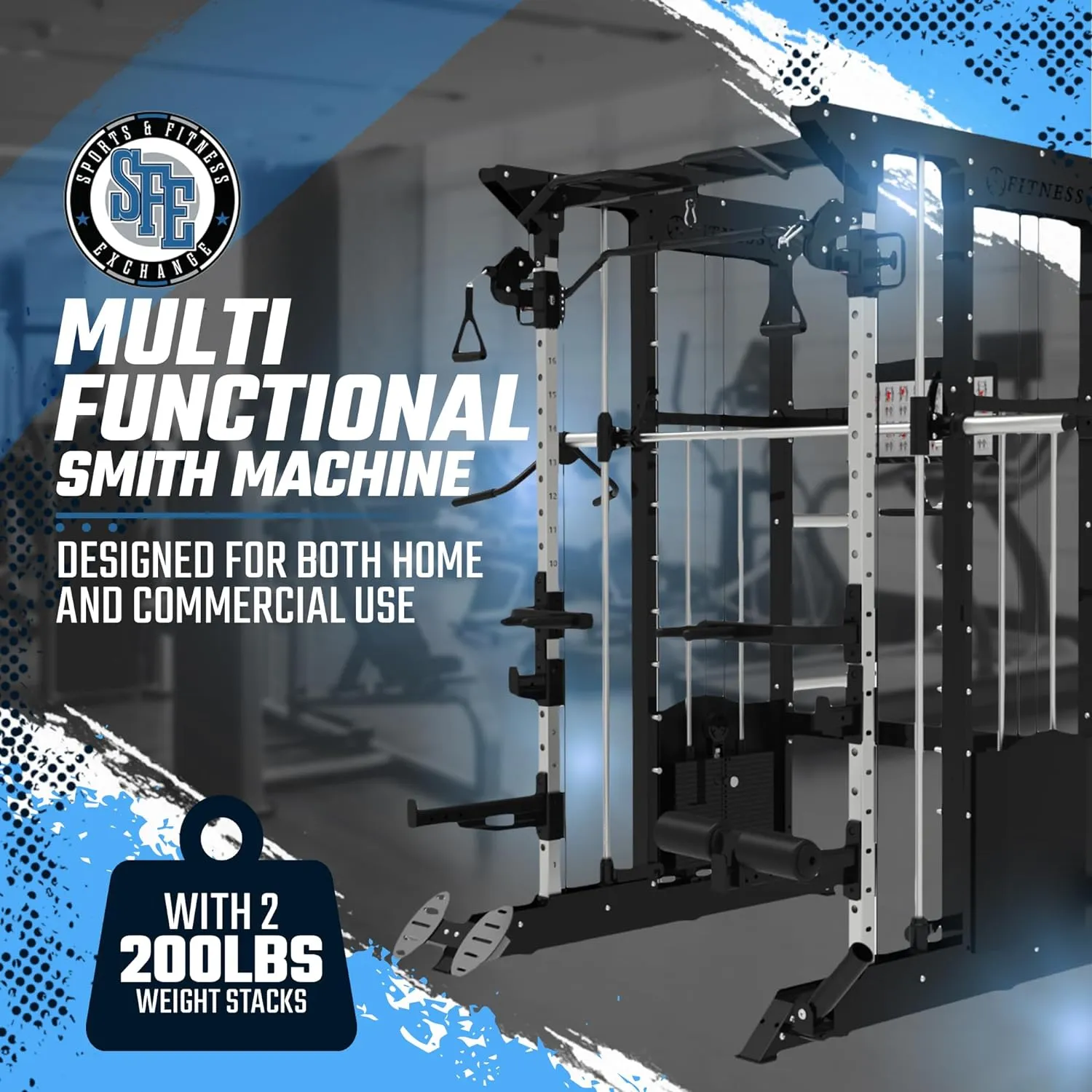 SFE Multi-Functional Trainer / Smith Machine Home Gym w/ (2) 200lb weight stacks (NEW)