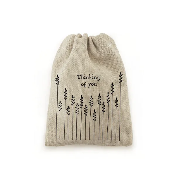 Small Rustic Drawstring Bag - Thinking of You