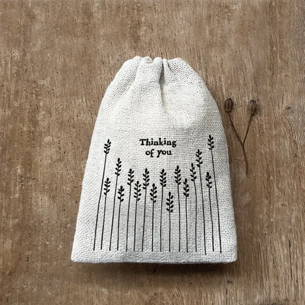 Small Rustic Drawstring Bag - Thinking of You