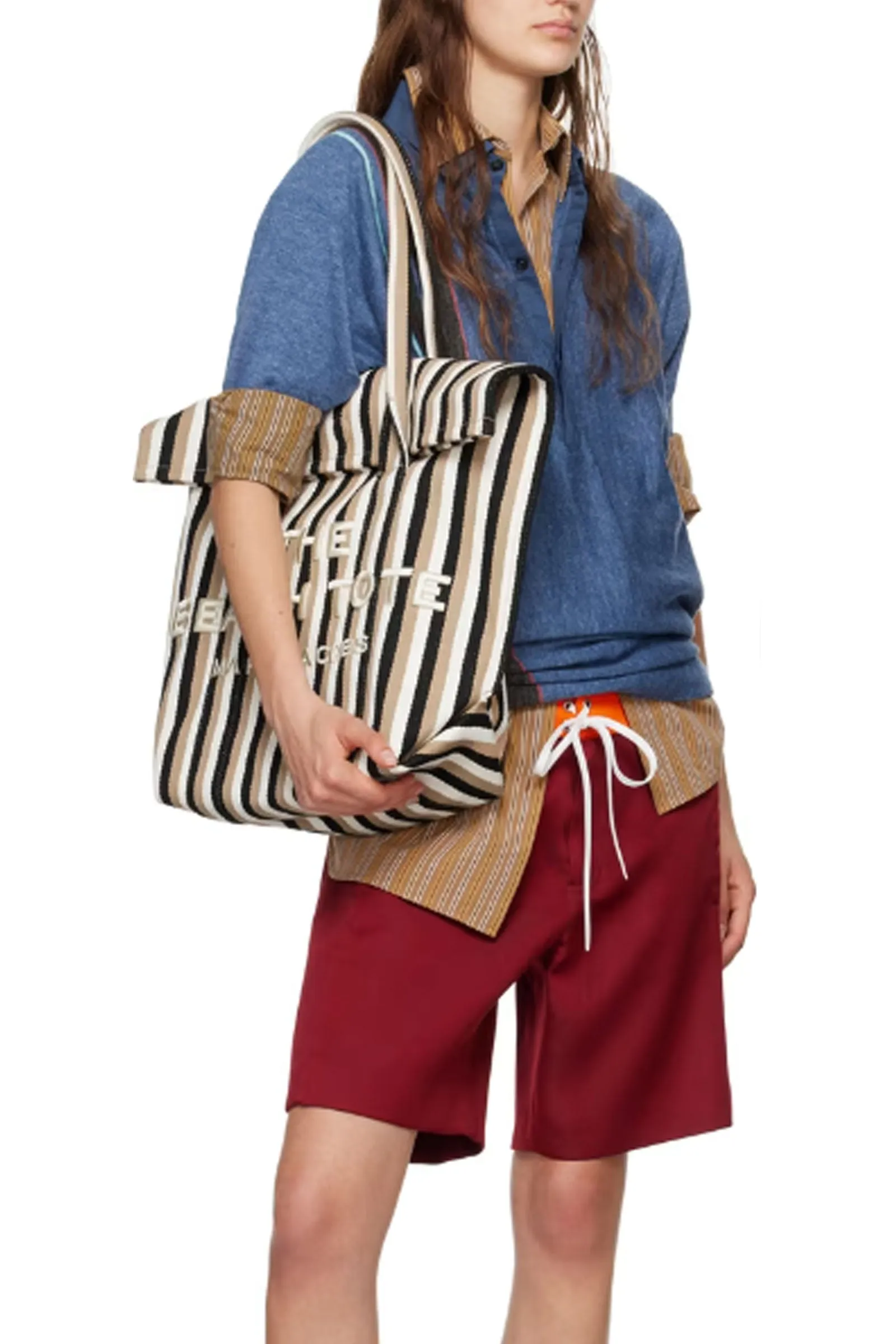 Taupe & Black 'The Striped Jacquard Beach' Tote