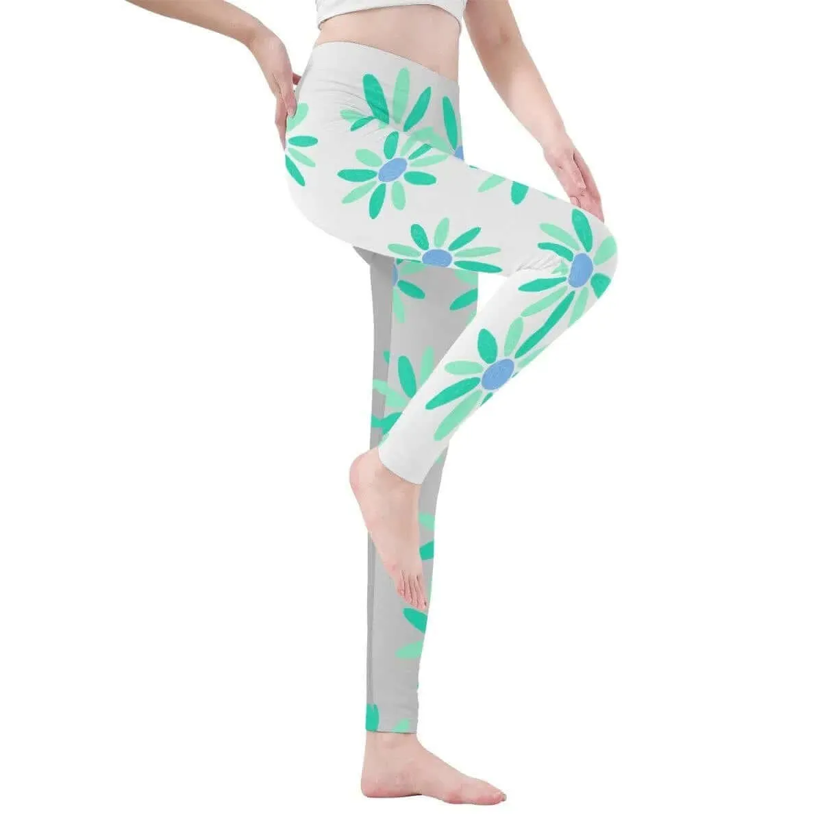 Teal and Grey Women's Yoga Leggings