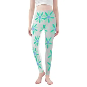 Teal and Grey Women's Yoga Leggings