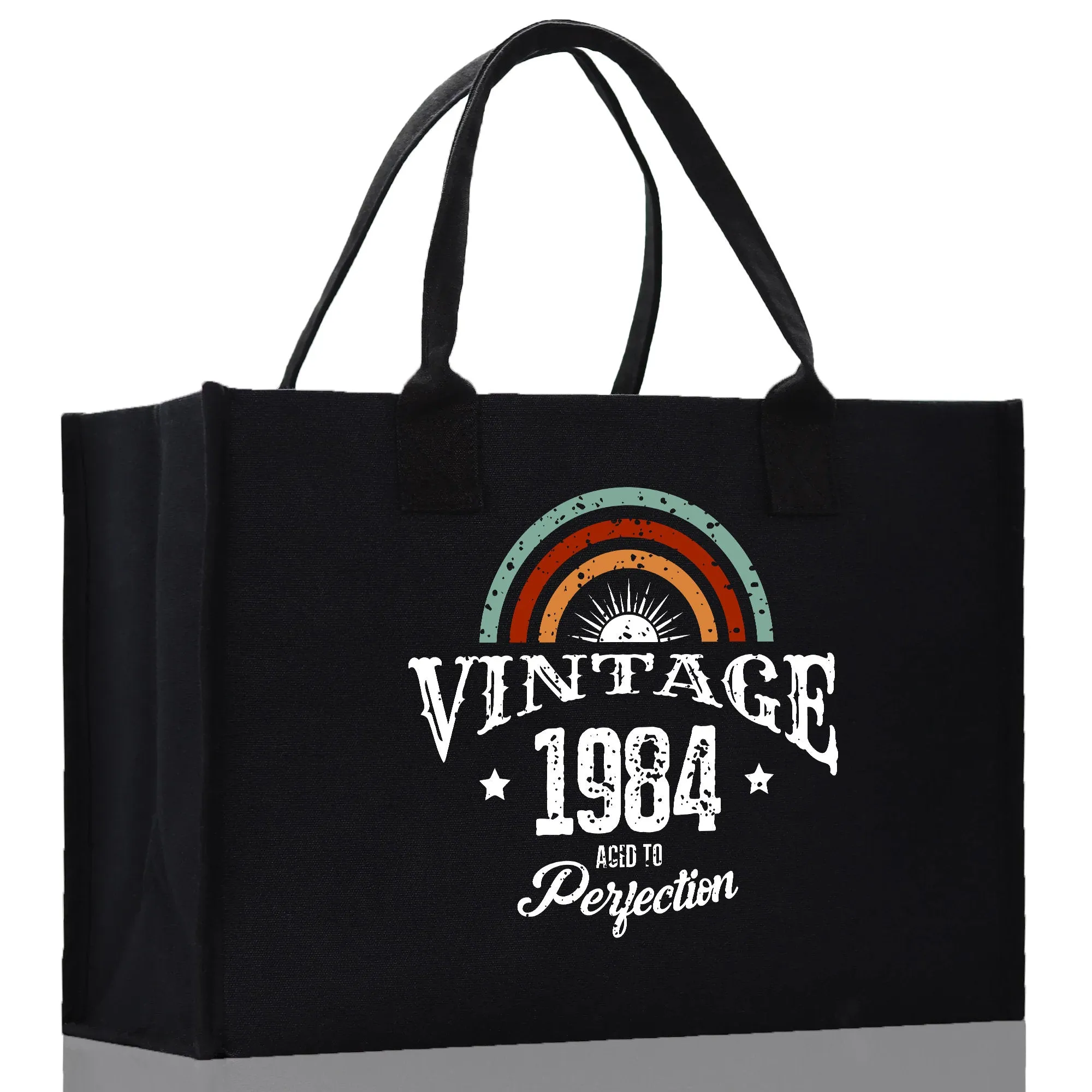 Vintage 1984 Aged To Perfection 40 Age Birthday Cotton Canvas Tote Bag 60th Birthday Gift For Women 40th Birthday Celebration Party Gift