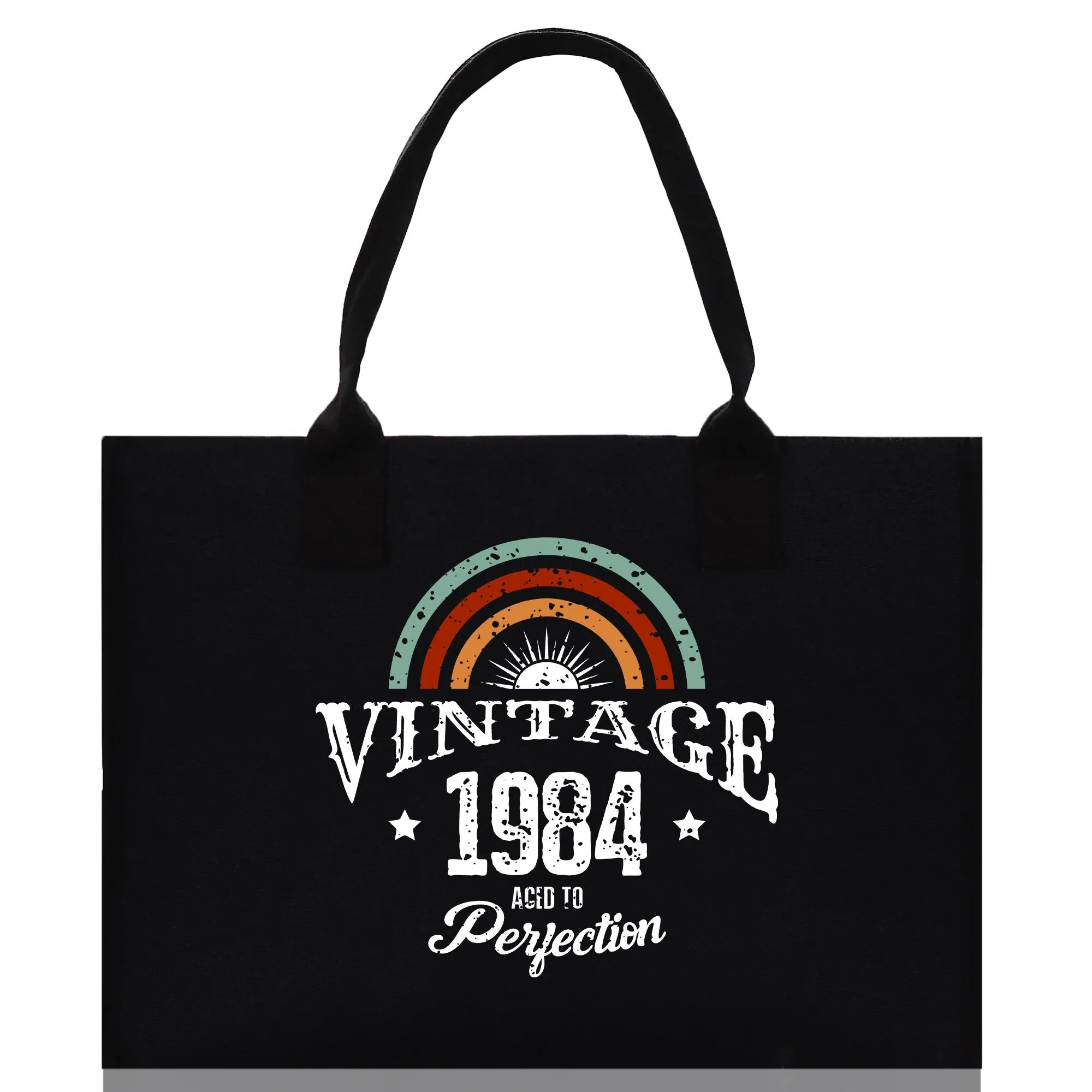 Vintage 1984 Aged To Perfection 40 Age Birthday Cotton Canvas Tote Bag 60th Birthday Gift For Women 40th Birthday Celebration Party Gift