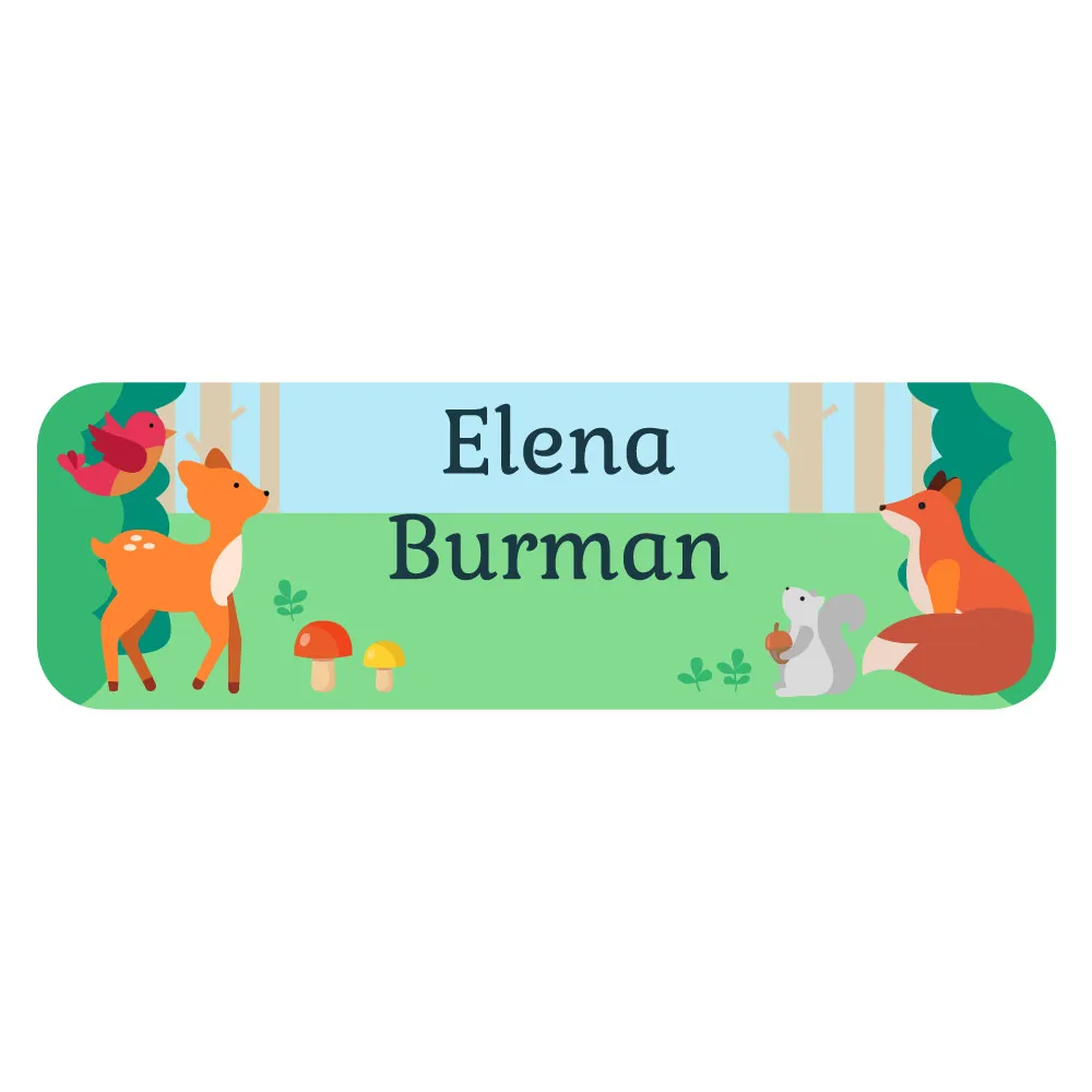 Woodland Animals Large Rectangle Name Labels