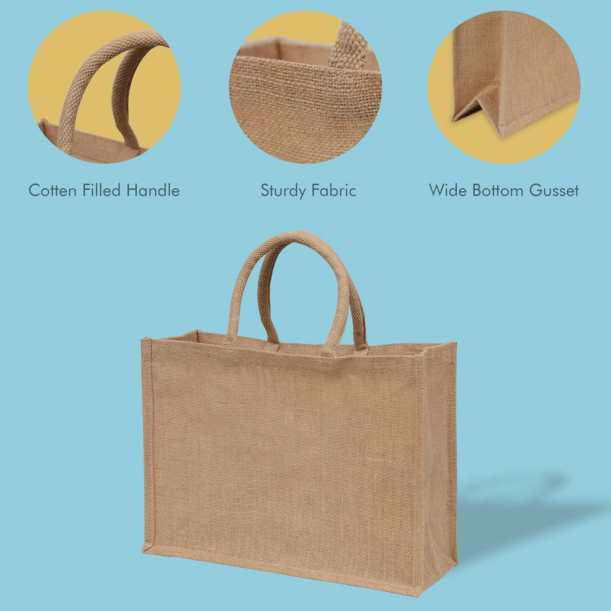 Yogi's Gift: Tote Bag with Handle - 100% Natural Jute Bag